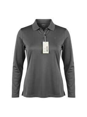 Core 365 Ladies Gray Long Sleeve Polo Shirt M NWT